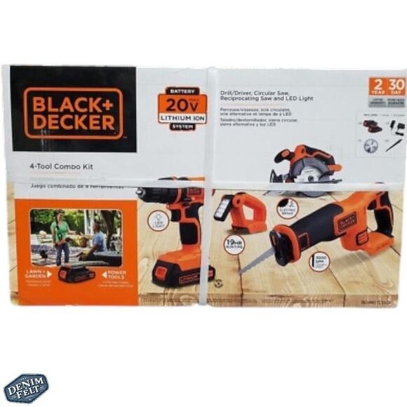 BLACK+DECKER 20V 4 Tool Combo Kit w/ 2Lithium Ion Batteries & Charger | NEW!! - Picture 1 of 16